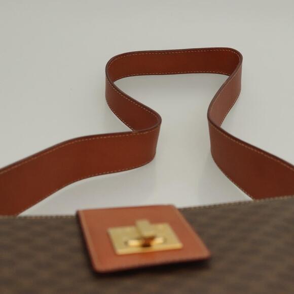 CELINE Macadam Canvas Shoulder Bag Pvc Leather Brown Gold - Picture 8 of 13